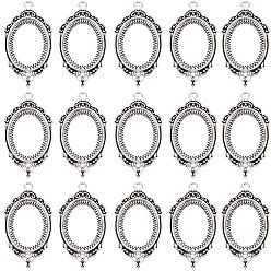 Античное Серебро 30 шт. подвеска из сплава с настройками кабошона, настройки открытой спины, овальные, античное серебро, лоток : 24x18 мм, 42.5x23.5x2.7 мм, отверстие : 2 мм