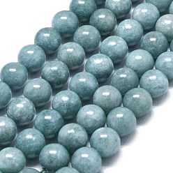 Светлый Морско-зеленый Натуральный Malaysia нефритовые бусы пряди, окрашенная и подогревом, круглые, светло-зеленый, 10 мм, отверстие : 1.2 мм, около 39 шт / нитка, 14.96 дюйм (38 см)