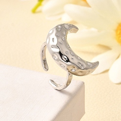 Луна Латунные кольца-манжеты для женщин, стойки покрытие, долговечный, без свинца и без кадмия, платина, луна, 20x24 мм, внутренний диаметр: 16 мм