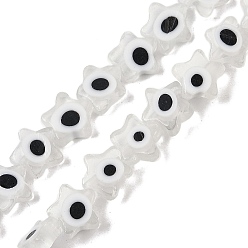 Белый Ручной сглаза бусины бисер нитей, звезда, белые, 8x8x3~3.5 мм, отверстие : 0.6 мм, около 48~49 шт / нитка, 13.19~13.86'' (33.5~35.2 см)