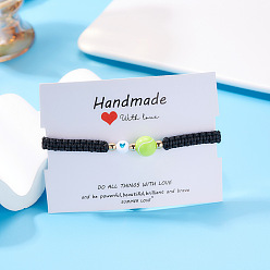 Tennis Спортивная тематика пластиковые подвески плетеные браслеты из бусин, регулируемые браслеты из нейлона, с подарочной картой, большой теннис, 6-1/4~11 дюйм (16~28 см)