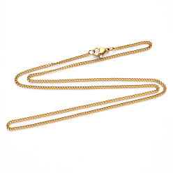 Golden Vacuum Plating 304 Stainless Steel Curb Chain Necklace, with Lobster Claw Clasp, Golden, Link: 3x2x0.6mm, 19.68 inch(50cm)