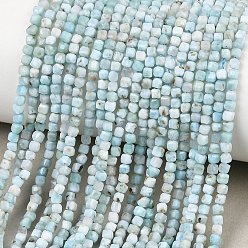 Ларимар Природные ларимар бисер нитей, граненый стол, вырезанный куб, класс АА, 2~2.5x2~2.5x2 мм, отверстие : 0.5 мм, около 188 шт / нитка, 15.67'' (39.8 см)