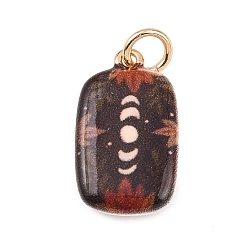 Rectangle Латунь эмаль подвески, золотой свет, прямоугольные, 19x12.5x3.5 мм, Перейти кольцо: 6x1 мм, 4 мм внутренним диаметром