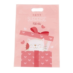 Cat Shape Самоклеющиеся пакеты opp, прямоугольник с рисунком, для выпечки упаковочные пакеты, Узор кошки, 22.3x15.4x0.15 см, около 45~50 шт / упаковка