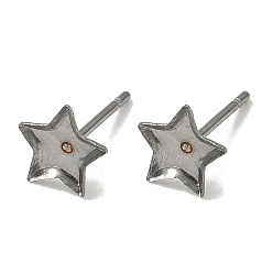 Нержавеющая Сталь Цвет Устойчивые к потускнению серьги-кабошоны 304 серьги-гвоздики из нержавеющей стали пустые оправы, цвет нержавеющей стали, звездообразный лоток: 5.5~6x5.5~6мм, 7x7x1.5 мм, штифты : 0.7 мм