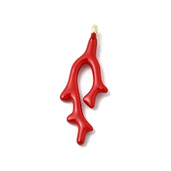 Красный Подвески из эмали и сплава, подвески в форме коралла, золотые, красные, 33.5x12.5x4.5 мм, отверстие : 1.5 мм