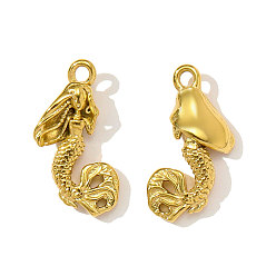 Настоящее золото 18K 304 подвески из нержавеющей стали, подвески в форме русалки, ионное покрытие (ip), реальный 18 k позолоченный, 17x10 мм