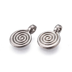 Черный Цвет Металла Подвески из сплава в тибетском стиле, плоские круглые с вихрем, без свинца и без кадмия, металлический черный , 11.8x8x1.5 мм, отверстие : 1 мм