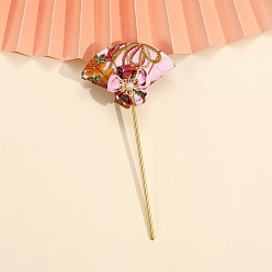Perle rosa Blumenfächer Stoff Haarstäbe, Haarschmuck für Frauen und Mädchen, Perle rosa, 150 mm