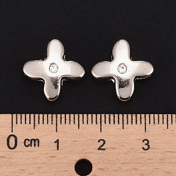 Letter X Letter Slider Beads for Watch Band Bracelet Making, Platinum Plated Alloy Crystal Rhinestone Slide Charms, Cadmium Free & Nickel Free & Lead Free, Letter.X, 11~13x9~11.5x4~5mm, Hole: 7.5~8x1mm