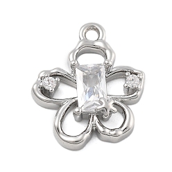 Платина Подвески из кубического циркония с микропаве, без кадмия, без никеля и без свинца, , платина, 14.5x12x4.5 мм, отверстие : 1.2 мм