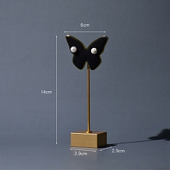 Black Velvet with Metal Earring Display Stand, Butterfly, Black, 14x6cm