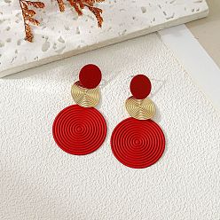 (123L) Белый крем непрозрачный блеск 3-круглые серьги-гвоздики из сплава, золотые, огнеупорный кирпич, 60x35 мм