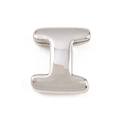 Letter I Латунные бусины, долговечный, стойки покрытие, без свинца и без кадмия, платина, Буква "i", 14x12x4.5 мм, отверстие : 11x3 мм