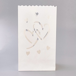 Weiß Hohle Kerze Papiertüte, Papierlaterne, hause hochzeitsfest liefert, Doppel-Herz, weiß, 26x15x9 cm