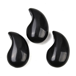 Обсидиан Природные подвески обсидиана, прелести магатама, 28.5~29x17.5x11~12 мм, отверстие : 2~3 мм
