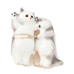 Серый Эмалевые булавки для кошек-портных, броши из светло-золотистого сплава для одежды-рюкзака, серые, 35x34 мм