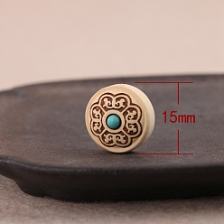 Weizen Pappelholzperlen, mit synthetischen Türkis, Weizen, 15x10 mm