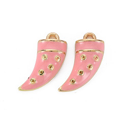 Pink Стойки обшивки сплава эмали подвески, без кадмия, без никеля и без свинца, перец, золотой свет, розовые, 19.5x13x4.5 мм, отверстие : 1.5 мм