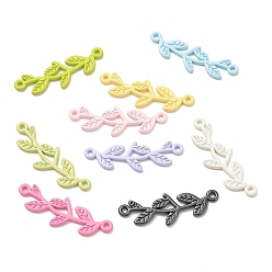 Mixed Color Baking Painted Alloy Connector Charms, Leaf Links, Mixed Color, 35x11.5x2mm, Hole: 1.5mm