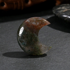 (RRHB277) Кристалл на подкладке из медово-бежевого цвета Натуральный индийский агат массажер из пальмового камня, Камень беспокойства для терапии беспокойства, луна, 30x25x8 мм