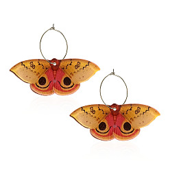 пшеница Серьги-кольца из акрилового сплава с бабочками, золотые, цвет пшеницы, 48x45 мм