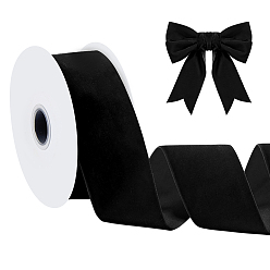 Черный Бархатная лента из спандекса, одна сторона, для подарочной упаковки, оформление партии, чёрные, 2 дюйм (52 мм), около 10.00 ярдов (9.14 м) / рулон