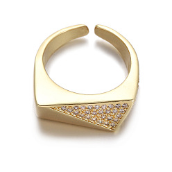 Золотой Манжеты из латуни mirco pave с прозрачным кубическим цирконием, треугольные, золотые, внутренний диаметр: 15~20 мм