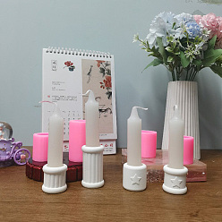 Hot Pink Pillar DIY Silicone Candle Holders, for Flower Scented Candle Making, Hot Pink, 3.75x4.2cm, Inner Diameter: 2.95cm