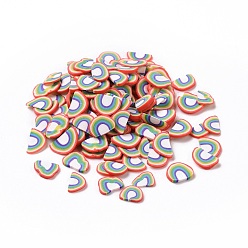 Colorful Handmade Polymer Clay Cabochons, Polymer Clay Slices for Resin Crafts & DIY Projects, Rainbow, Colorful, 4~5x6~7x0.8~1mm, about 50000pcs/1000g