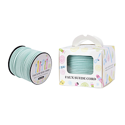 Светло-голубой Шнуры из искусственной замши, искусственная замшевая кружева, бумажная коробка упаковка, светло-голубой, 3.0x1.4 мм, о 98.43yards / рулон (90 м / рулон)