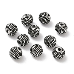 Античное Серебро Ретро 316 хирургические бусины из нержавеющей стали, круглый с точкой, ручная полировка, античное серебро, 8 мм, отверстие : 1.5~1.8 мм
