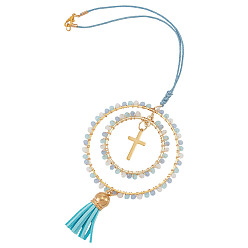 Разноцветный 304 подвеска-крест из стекла и нержавеющей стали и сплава, для автомобильных подвесных украшений, красочный, 255 мм