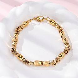 Золотой 201 браслеты из нержавеющей стали с овальными и прямоугольными звеньями, ионное покрытие (ip), с 304 нержавеющей стали застежки, золотые, 9 дюйм (22.8 см)