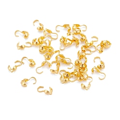 Golden Iron Bead Tips, Calotte Ends, Clamshell Knot Cover, Golden, Size: about 9mm long, 3mm wide, 3mm inner diameter, hole: about 1.5mm