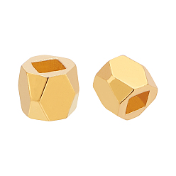 Real 18K Gold Plated Brass Spacer Beads, Faceted Barrel, Real 18K Gold Plated, 3x3.5x3.5mm, Hole: 1.5mm, 50pcs/box