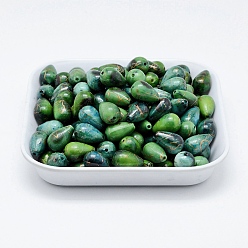 Зеленый Спрей окрашены волочильных бусы акриловые, слеза, зелёные, 15x9.5 мм, отверстие : 1.5 мм, Около 650 шт / 500 г