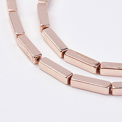 Rose Gold Plated Non-magnetic Synthetic Hematite Beads Strands, Beads Strands, Rectangle, Rose Gold Plated, 8x2x2mm, Hole: 0.5mm, about 53pcs/strand, 15.7 inch