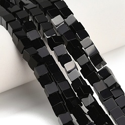Black Onyx Бусины из натурального черного оникса, класс А, кубические, окрашенная и подогревом, 4~4.5x4~4.5x4~4.5 мм, отверстие : 1.2 мм, около 93~94 шт / нитка, 15.55~15.75'' (39.5~40 см)