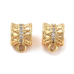 Настоящее золото 18K Латунные поручни из прозрачного кубического циркония с микропаве, колонка, реальный 18 k позолоченный, 9.5x7x7 мм, отверстие : 1.5 мм, внутренний диаметр: 4 мм