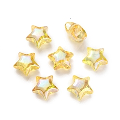 Желтый УФ-покрытие радужными переливающимися акриловыми бусинами, звезда, желтые, 18.5x19.5x10.5 мм, отверстие : 2.9 мм