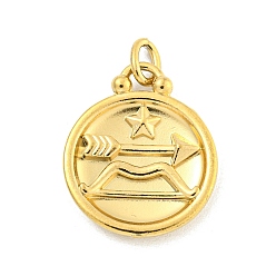 Sagittarius 304 Stainless Steel Pendants Rhinestone Settings, Round with Constellations, Sagittarius, 20.5x17x3.5mm, Hole: 3.5x2mm, Fit for 0.9mm Rhinestone