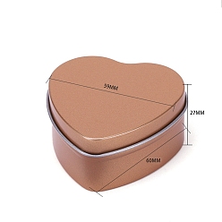 Camel Heart Shaped Tinplate Candle Tins with Lid, Empty Candle Jar Containers for Candle Making, Camel, 60x59x27mm