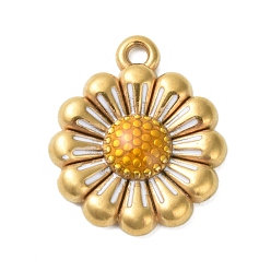 Цветок 304 нержавеющей стальной эмали подвески, золотые, цветок, 20.5x17.5x3.8 мм, отверстие : 1.6 мм