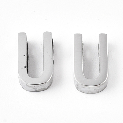 Letter U Anlaufgeschützt 201 Charms aus Edelstahl, Edelstahl Farbe, letter.u, 8x5x3 mm, Bohrung: 1.6 mm