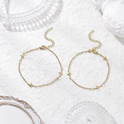 Золотой 304 браслеты из нержавеющей стали с перекрестными связями для женщин, золотые, 7-1/2 дюйм (19 см)