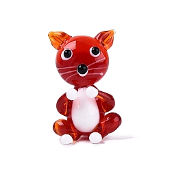 Малиновый Декоративные фигурки кошек ручной работы, изготовленные методом выдувания стекла., для домашнего украшения рабочего стола, малиновый, 25~30x16~19x17~20 мм