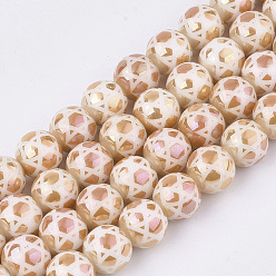 Оранжевый Стеклянные бусины с гальваническим покрытием , для евреев, вокруг звезды Давида, оранжевые, 10x9.5 мм, отверстие : 1.2 мм, около 30 шт / нитка, 11.2 дюйм