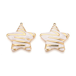 Белый 304 подвески из нержавеющей стали и эмали, звезды прелести, золотые, белые, 27x25.5x3 мм, отверстие : 1.4 мм